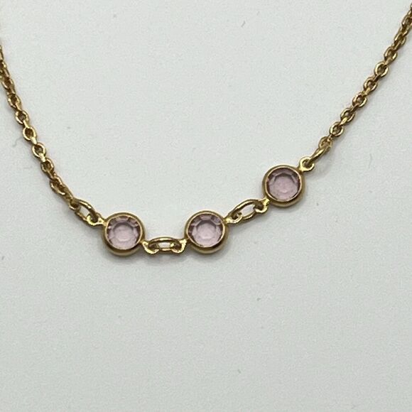 Purple Glass Accented Gold Toned Minimalist Dainty Romantic 6.5in Bracelet - Picture 2 of 3